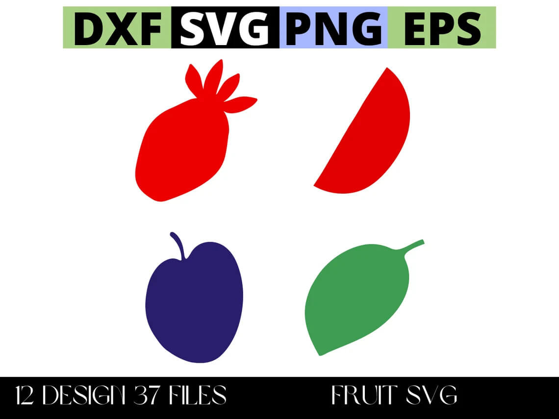 Fruit Svg, Fruit Svg Bundle, Fruit Clipart, Apple Svg, Cherry Svg, Lemon Svg Clip art, Cricut, Stickers, Cards