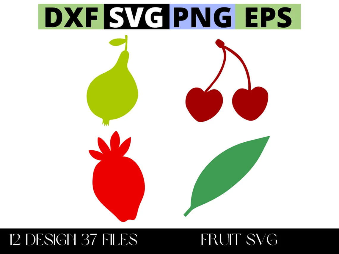 Fruit Svg, Fruit Svg Bundle, Fruit Clipart, Apple Svg, Cherry Svg, Lemon Svg Clip art, Cricut, Stickers, Cards