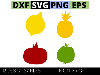 Fruit Svg, Fruit Svg Bundle, Fruit Clipart, Apple Svg, Cherry Svg, Lemon Svg Clip art, Cricut, Stickers, Cards