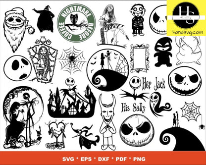 1700 nightmare before christmas svg , eps svg png dxf , file cut , for Cricut, Silhouette, Digital Download