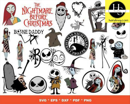 1700 nightmare before christmas svg , eps svg png dxf , file cut , for Cricut, Silhouette, Digital Download