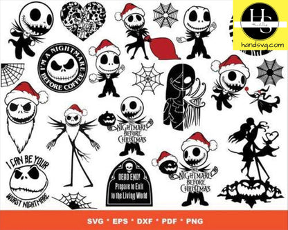 1700 nightmare before christmas svg , eps svg png dxf , file cut , for Cricut, Silhouette, Digital Download