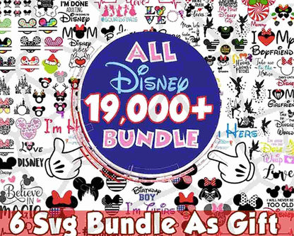 All Disney svg bundle, +19k file Mega Designs clipart, cut files, castle svg, princess set