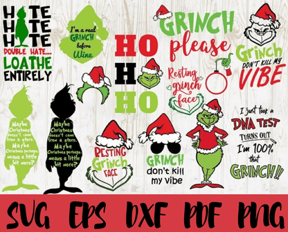 Grinch SVG 370+ Bundle / Christmas SVG Bundle / Grinch Face / Grinch Hand / Funny Christmas SVG