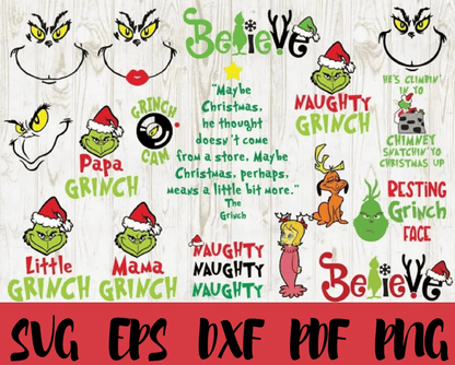 Grinch SVG 370+ Bundle / Christmas SVG Bundle / Grinch Face / Grinch Hand / Funny Christmas SVG