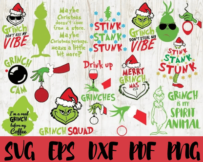 Grinch SVG 370+ Bundle / Christmas SVG Bundle / Grinch Face / Grinch Hand / Funny Christmas SVG