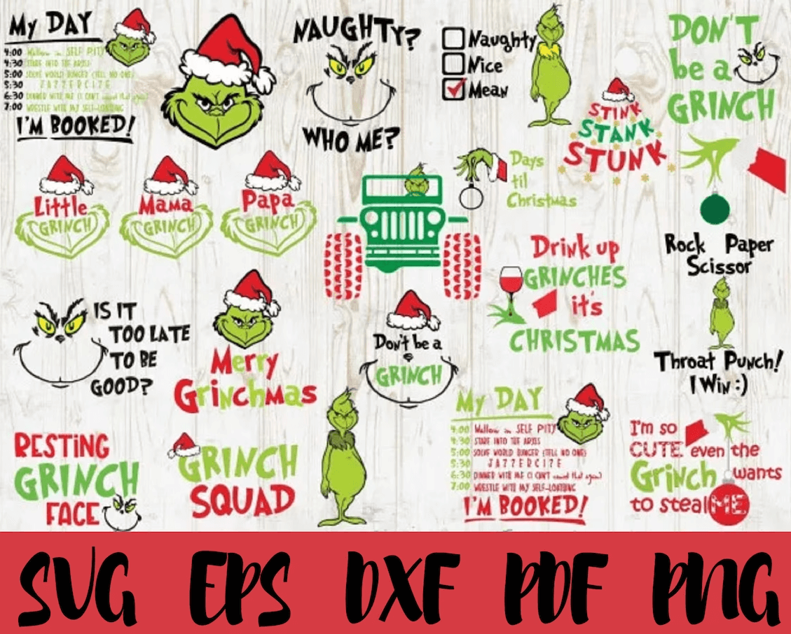 Grinch SVG 370+ Bundle / Christmas SVG Bundle / Grinch Face / Grinch Hand / Funny Christmas SVG