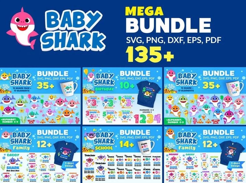 135+ Baby Shark SVG Mega Bundle