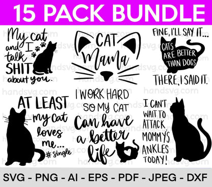 Funny Cat SVG Bundle, Cat SVG, Kitten SVG, Cat lady svg, crazy cat lady svg, cat lover svg, cats svg, kitty svg, Cut File Cricut, Silhouette