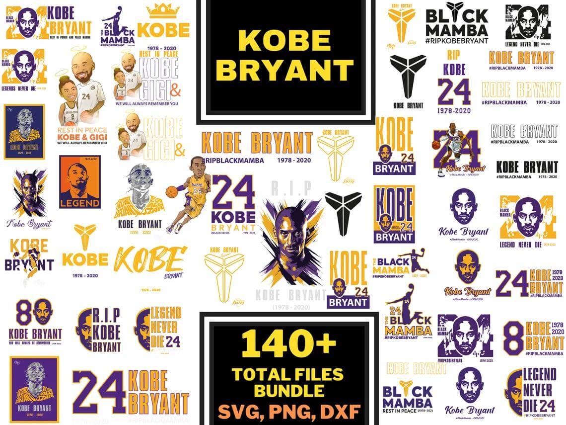 MEGA 45+ UNIQUE Design KobeBryant Svg Png - KobeBryant Cut File For Cricut, Rest in Peace, Basketball svg, Black Mamba Svg Png - Svg Png Dxf