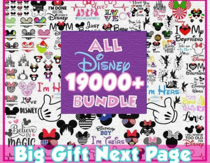 All Disney svg bundle, +19k file Mega Designs clipart, cut files, castle svg, princess set